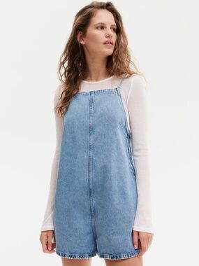 H&M Light Blue Denim Overall Romper
